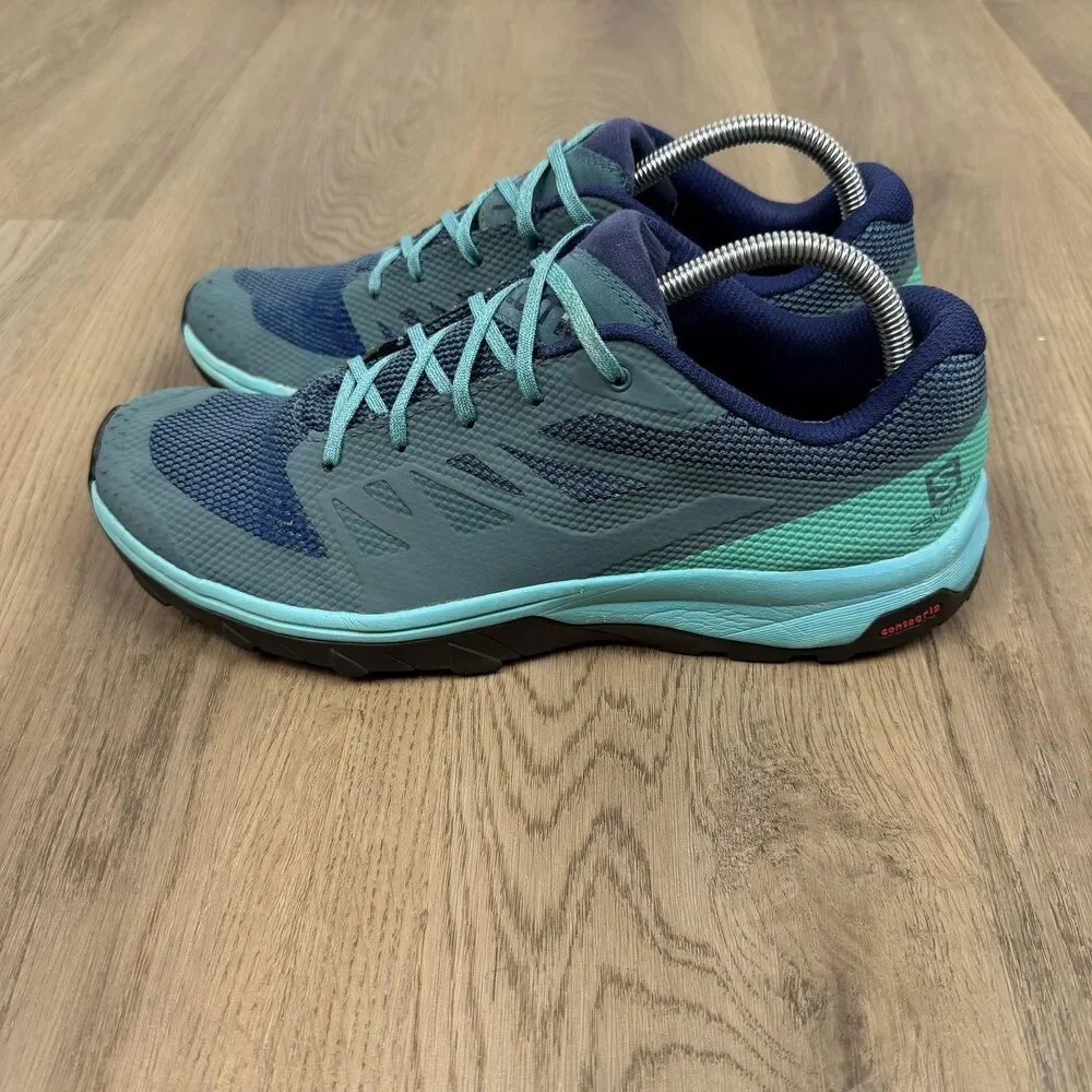 Salomon Shoes Womens Size 10 Blue Teal Trail Running Contagrip 407469 Sneakers